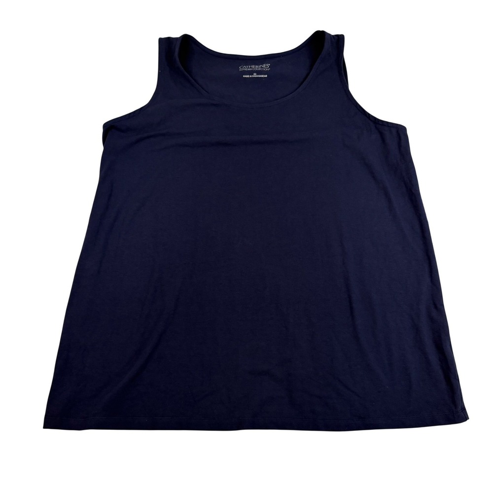 Catherines Suprema Collection Navy Blue Tank Top Size 0X Sleeveless Scoop Neck